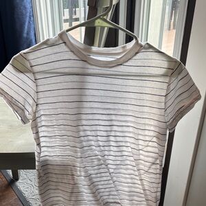Striped White, light blue and Black T-Shirt